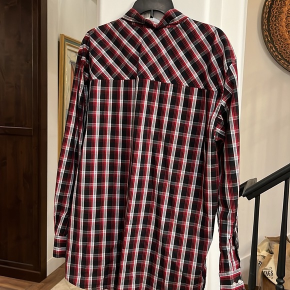 PD&C Mens Long Sleeve Shirt Red Black Size XL - Picture 6 of 6
